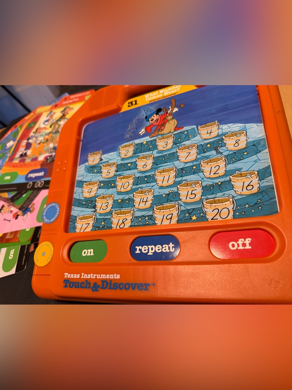 Texas Instruments Touch & Discover Portable Orange Learning Tablet Disney 1987
